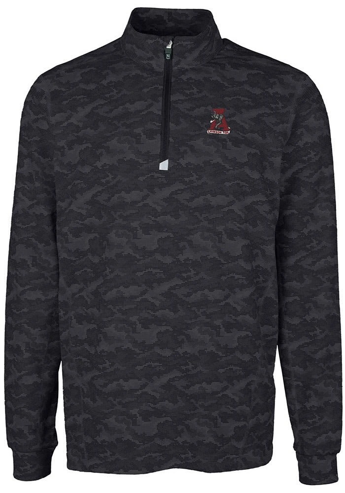 Cutter and Buck Alabama Crimson Tide Mens Black Traverse Camo Print Big Tall Qtr Zip
