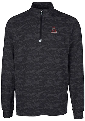 Cutter and Buck Alabama Crimson Tide Mens Black Traverse Camo Print Big Tall Qtr Zip