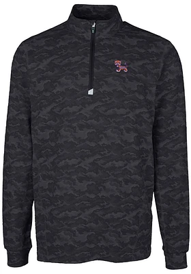 Cutter and Buck Clemson Tigers Mens Black Traverse Camo Print Big Tall Qtr Zip