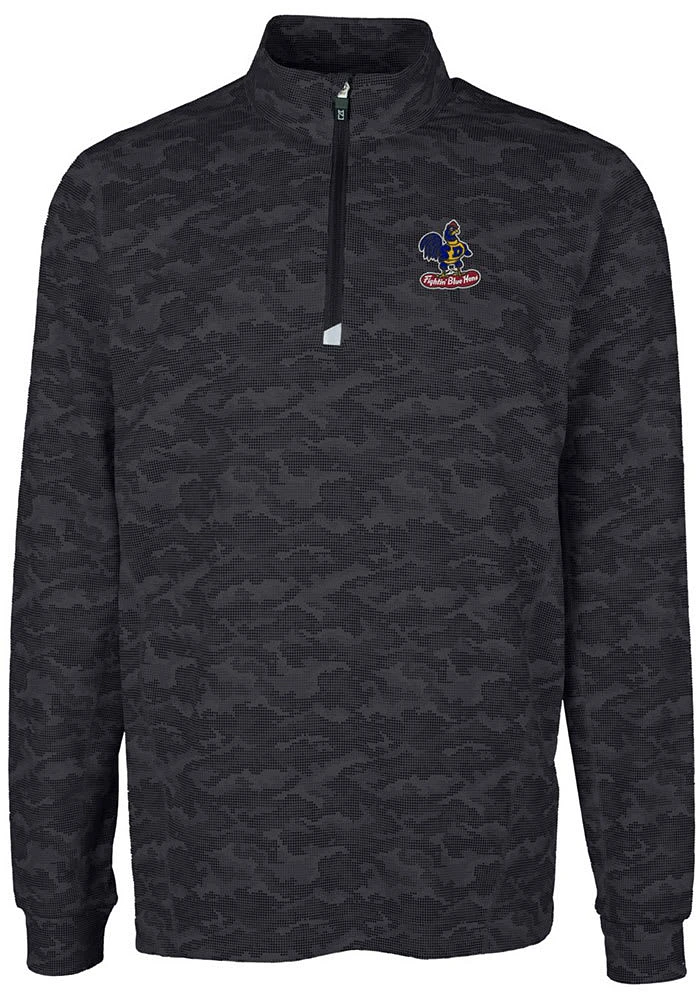 Cutter and Buck Delaware Fightin' Blue Hens Mens Black Traverse Camo Print Big Tall Qtr Zip