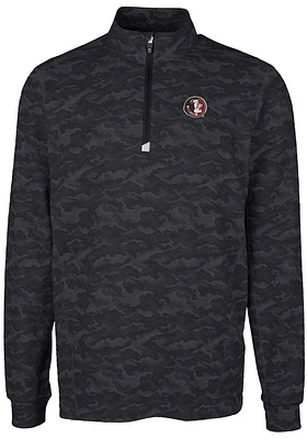 Cutter and Buck Florida State Seminoles Mens Black Traverse Camo Print Big Tall Qtr Zip