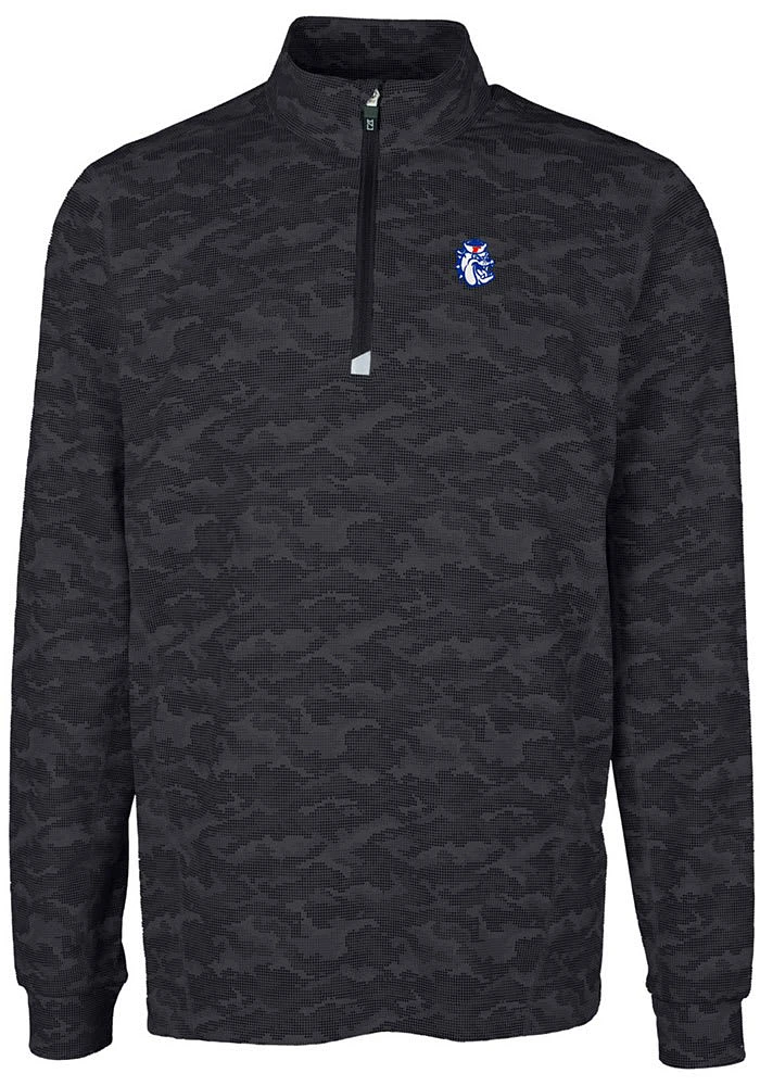 Cutter and Buck Fresno State Bulldogs Mens Black Traverse Camo Print Big Tall Qtr Zip