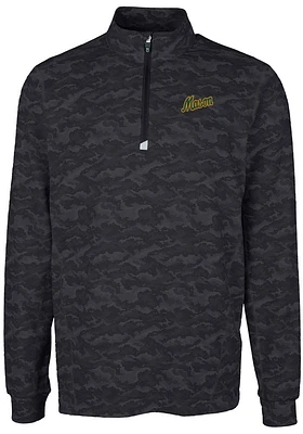 Cutter and Buck George Mason University Mens Black Traverse Camo Print Big Tall Qtr Zip