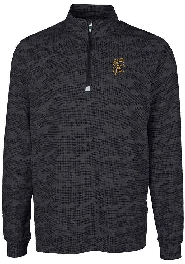 Cutter and Buck Grambling State Tigers Mens Black Traverse Camo Print Big Tall Qtr Zip