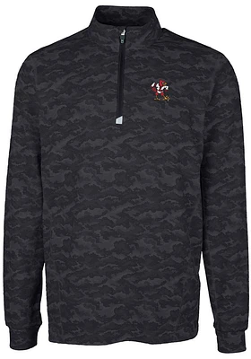 Cutter and Buck Louisville Cardinals Mens Black Traverse Camo Print Big Tall Qtr Zip