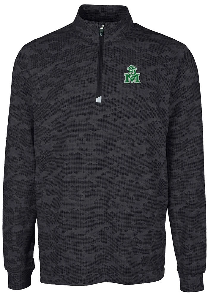 Cutter and Buck Marshall Thundering Herd Mens Black Traverse Camo Print Big Tall Qtr Zip