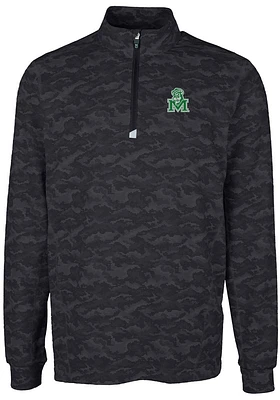 Cutter and Buck Marshall Thundering Herd Mens Black Traverse Camo Print Big Tall Qtr Zip