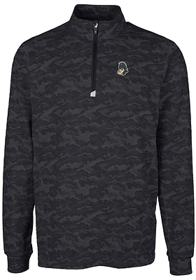 Cutter and Buck Michigan State Spartans Mens Black Traverse Camo Print Big Tall Qtr Zip