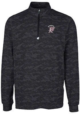 Cutter and Buck Mississippi State Bulldogs Mens Black Traverse Camo Print Big Tall Qtr Zip