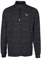 Cutter and Buck NC State Wolfpack Mens Black Traverse Camo Print Big Tall Qtr Zip