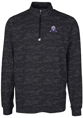 Mens Northwestern Wildcats Black Cutter and Buck Traverse Camo Print Qtr Zip