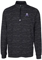 Mens Northwestern Wildcats Black Cutter and Buck Traverse Camo Print Qtr Zip
