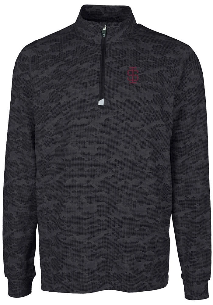 Cutter and Buck Southern Illinois Salukis Mens Black Traverse Camo Print Big Tall Qtr Zip