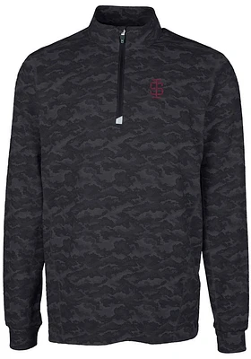 Cutter and Buck Southern Illinois Salukis Mens Black Traverse Camo Print Big Tall Qtr Zip