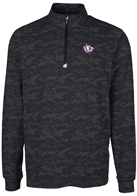 Cutter and Buck TCU Horned Frogs Mens Black Traverse Camo Print Big Tall Qtr Zip