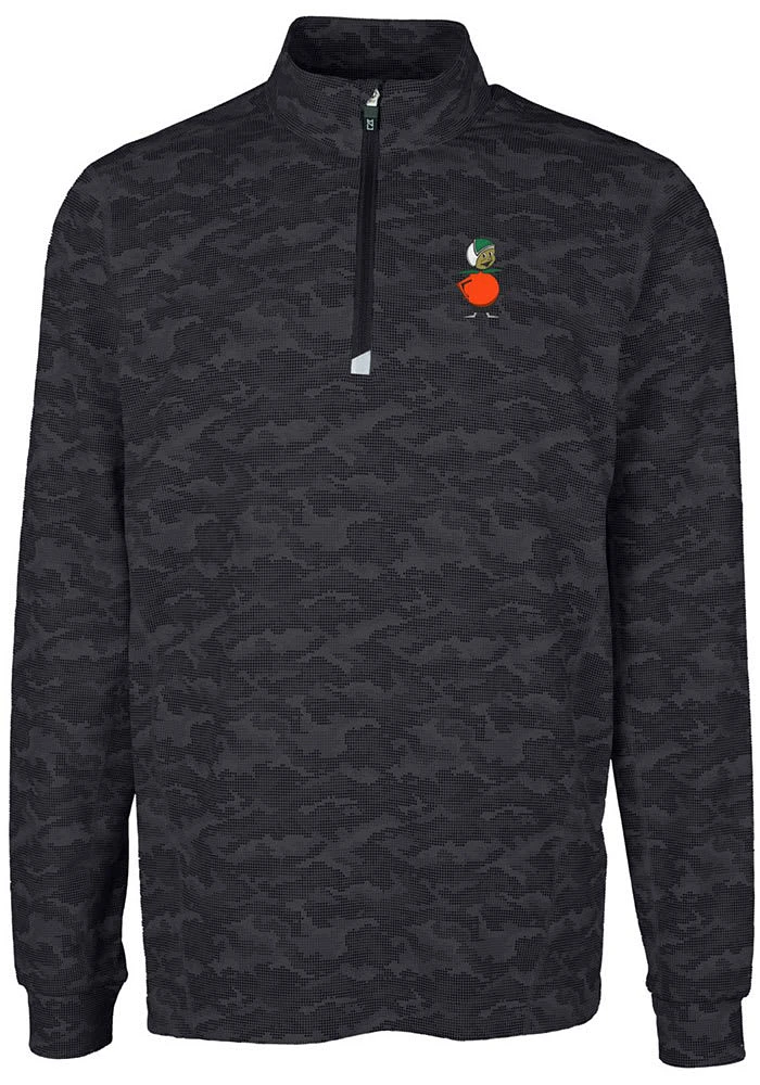 Cutter and Buck UCF Knights Mens Black Traverse Camo Print Big Tall Qtr Zip
