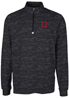 Cutter and Buck Utah Utes Mens Black Traverse Camo Print Big Tall Qtr Zip