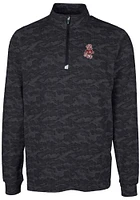 Cutter and Buck Washington State Cougars Mens Black Traverse Camo Print Big Tall Qtr Zip