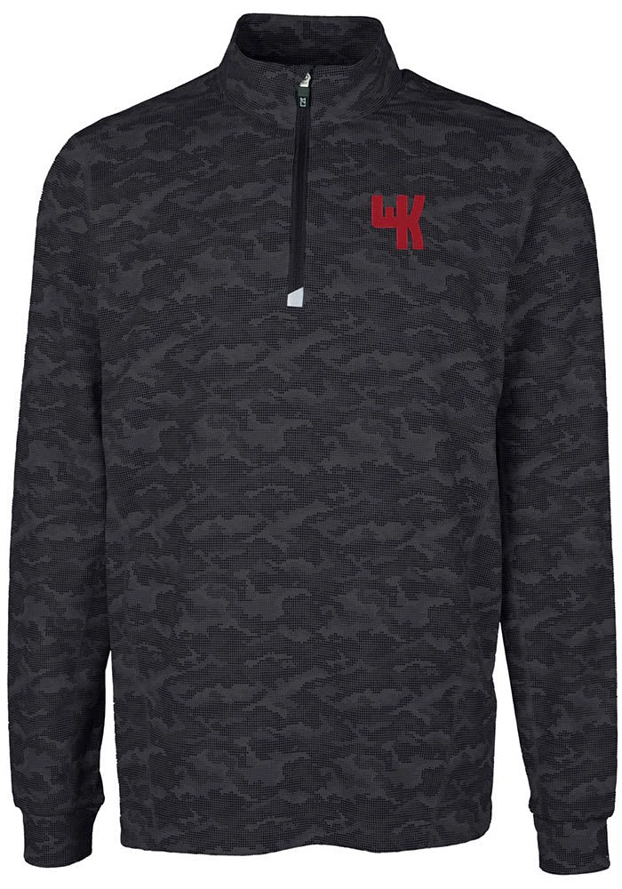 Cutter and Buck Western Kentucky Hilltoppers Mens Black Traverse Camo Print Big Tall Qtr Zip