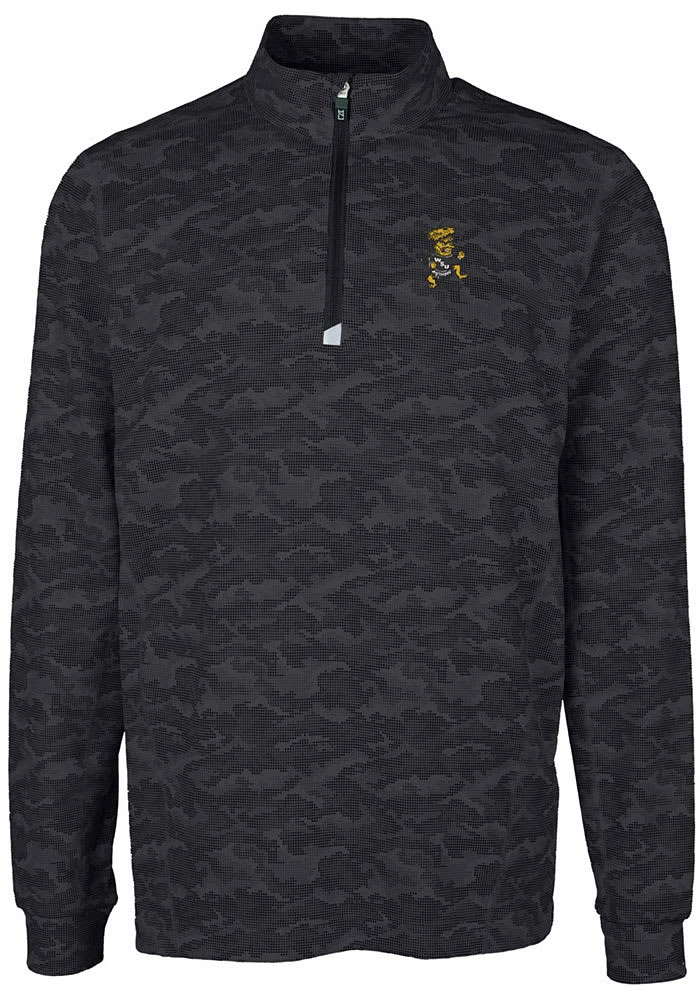 Cutter and Buck Wichita State Shockers Mens Black Traverse Camo Print Big Tall Qtr Zip