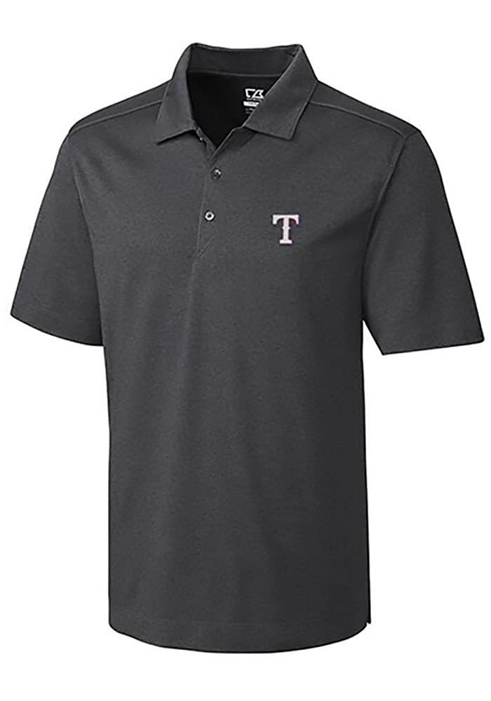 Cutter and Buck Texas Rangers Mens Charcoal Chelan Short Sleeve Polo