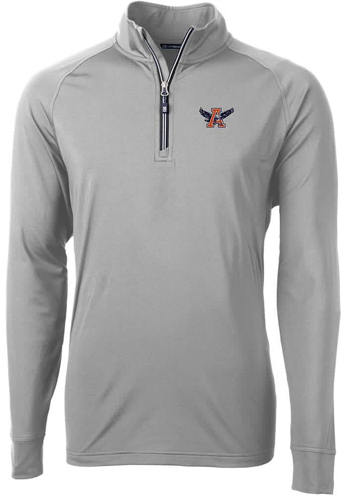 Cutter and Buck Auburn Tigers Mens Grey Adapt Eco Big Tall Qtr Zip