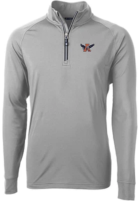 Cutter and Buck Auburn Tigers Mens Grey Adapt Eco Big Tall Qtr Zip