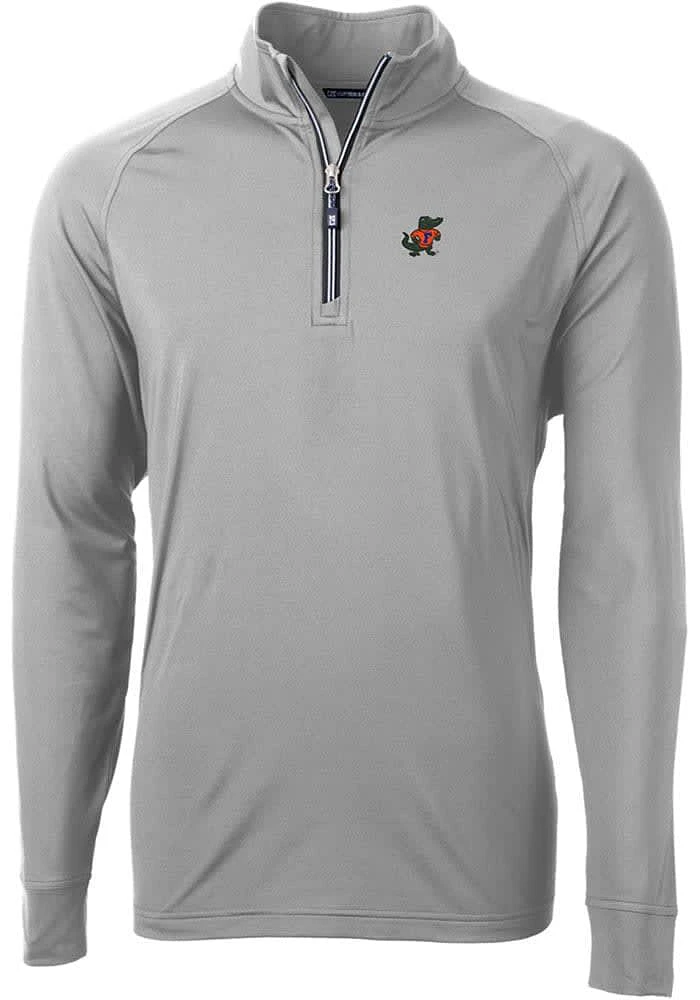 Cutter and Buck Florida Gators Mens Grey Adapt Eco Big Tall Qtr Zip