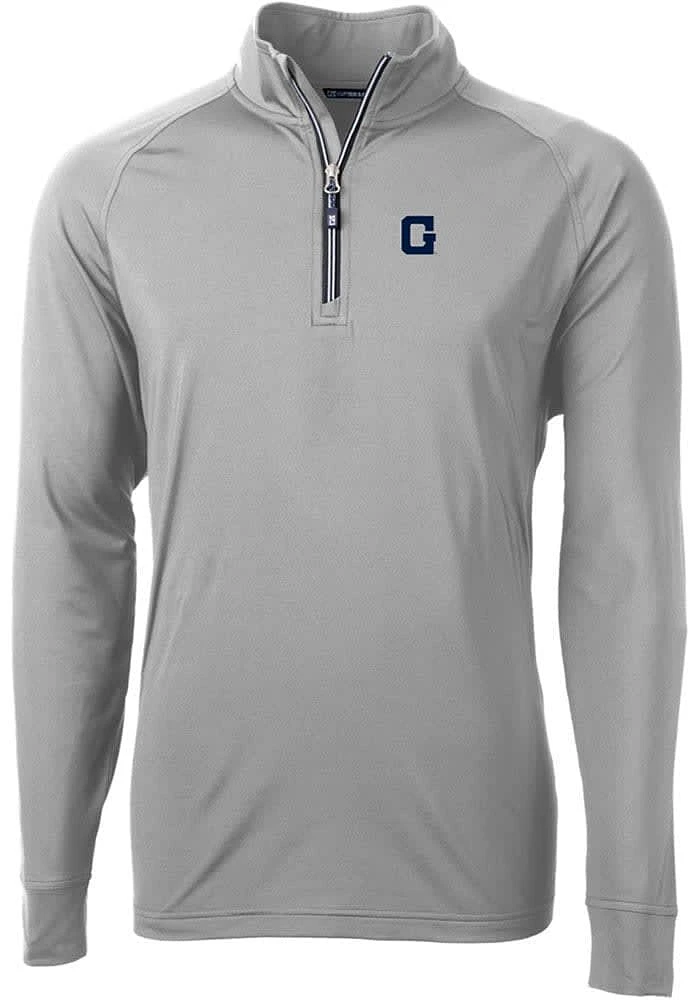 Cutter and Buck Georgetown Hoyas Mens Grey Adapt Eco Big Tall Qtr Zip