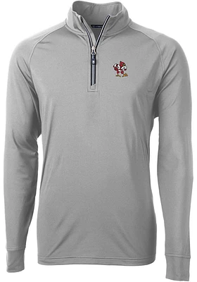 Cutter and Buck Louisville Cardinals Mens Grey Adapt Eco Big Tall Qtr Zip