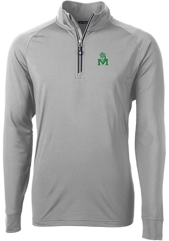 Cutter and Buck Marshall Thundering Herd Mens Grey Vault Adapt Eco Big Tall Qtr Zip