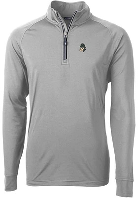 Cutter and Buck Michigan State Spartans Mens Grey Adapt Eco Big Tall Qtr Zip