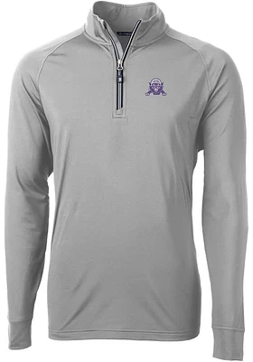 Mens Northwestern Wildcats Grey Cutter and Buck Adapt Eco Qtr Zip
