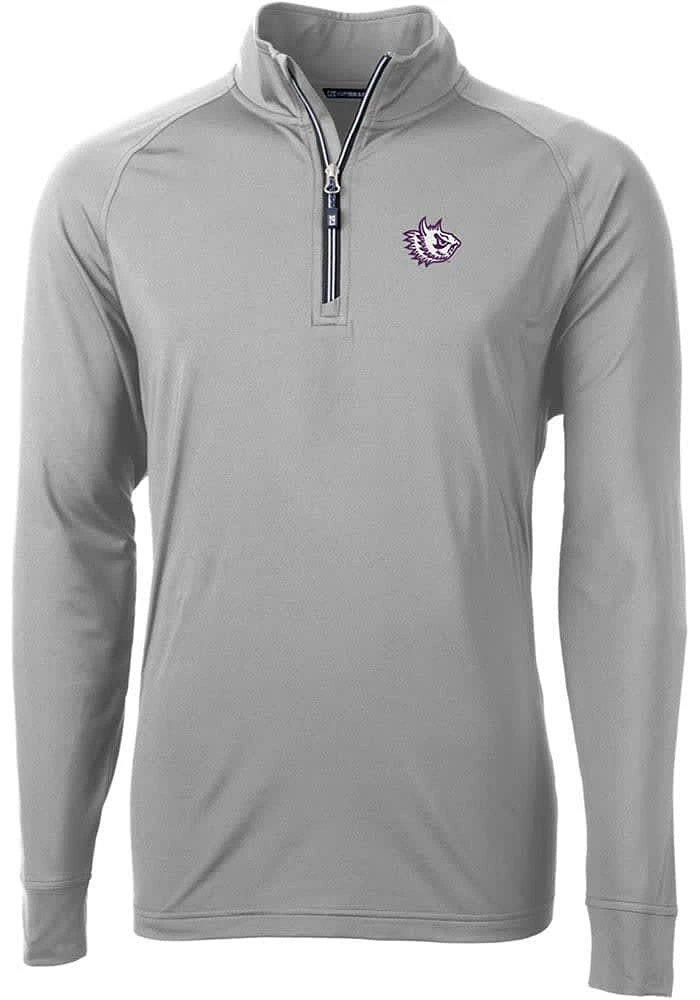 Cutter and Buck TCU Horned Frogs Mens Grey Adapt Eco Big Tall Qtr Zip