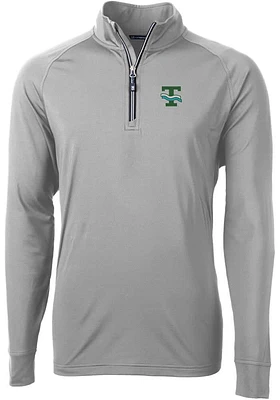 Cutter and Buck Tulane Green Wave Mens Grey Adapt Eco Big Tall Qtr Zip