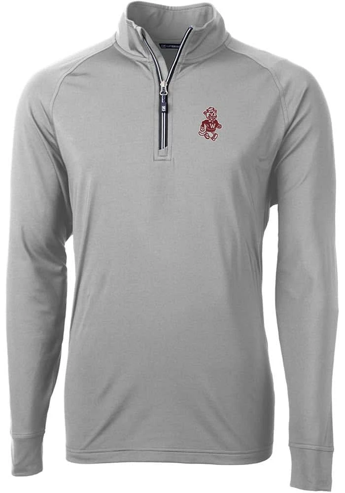 Cutter and Buck Washington State Cougars Mens Grey Adapt Eco Big Tall Qtr Zip