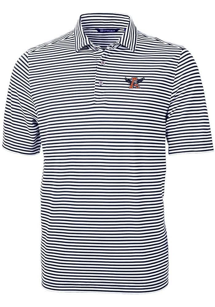 Cutter and Buck Auburn Tigers Navy Blue Vault Virtue Eco Pique Stripe Big Tall Polo