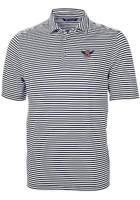 Cutter and Buck Auburn Tigers Navy Blue Vault Virtue Eco Pique Stripe Big Tall Polo