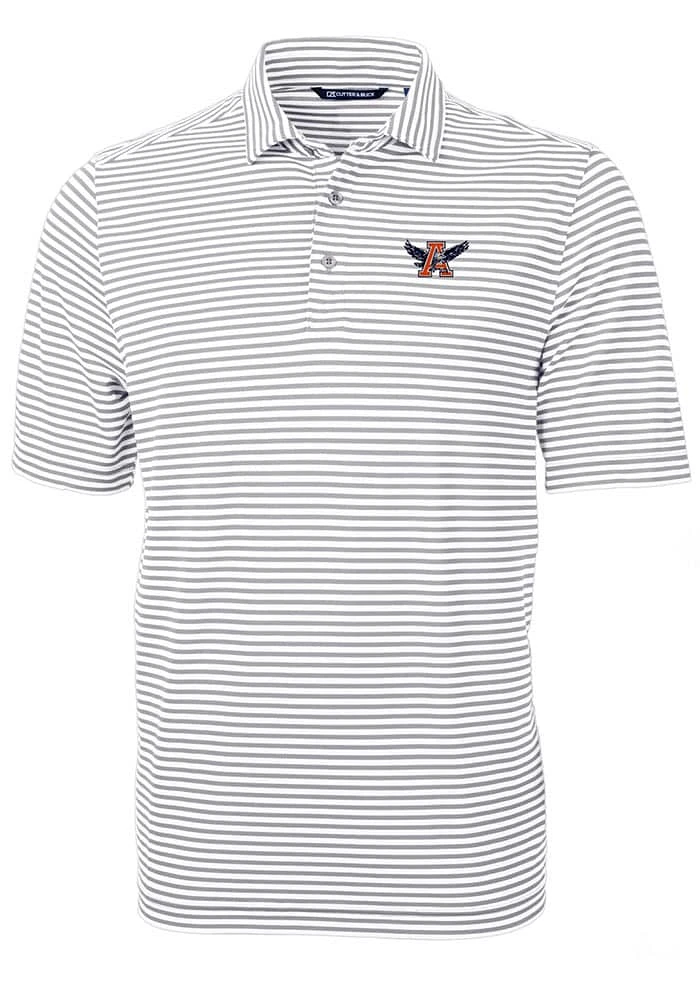 Cutter and Buck Auburn Tigers Grey Virtue Eco Pique Stripe Big Tall Polo