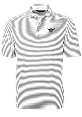 Cutter and Buck Auburn Tigers Grey Virtue Eco Pique Stripe Big Tall Polo