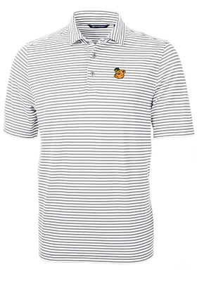Cutter and Buck Baylor Bears Grey Virtue Eco Pique Stripe Big Tall Polo