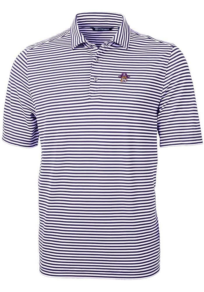 Cutter and Buck East Carolina Pirates Purple Virtue Eco Pique Stripe Big Tall Polo