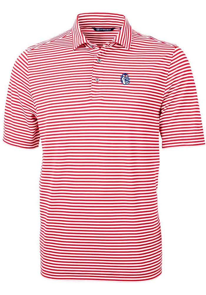Cutter and Buck Fresno State Bulldogs Red Vault Virtue Eco Pique Stripe Big Tall Polo