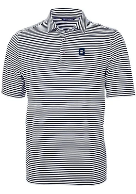 Cutter and Buck Georgetown Hoyas Navy Blue Vault Virtue Eco Pique Stripe Big Tall Polo