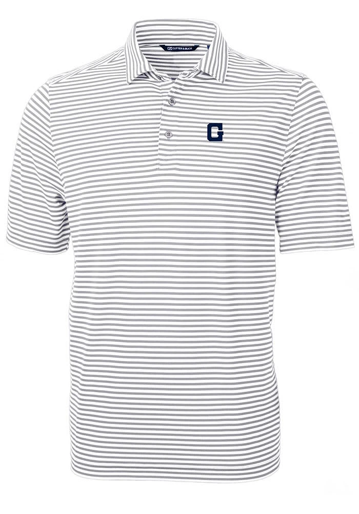 Cutter and Buck Georgetown Hoyas Grey Virtue Eco Pique Stripe Big Tall Polo
