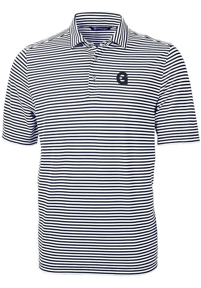 Cutter and Buck Gonzaga Bulldogs Navy Blue G Logo Virtue Eco Pique Stripe Big Tall Polo