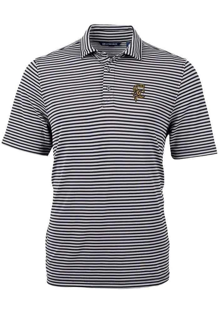 Cutter and Buck Grambling State Tigers Black Vault Virtue Eco Pique Stripe Big Tall Polo