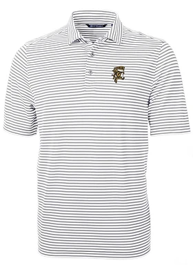 Cutter and Buck Grambling State Tigers Grey Virtue Eco Pique Stripe Big Tall Polo