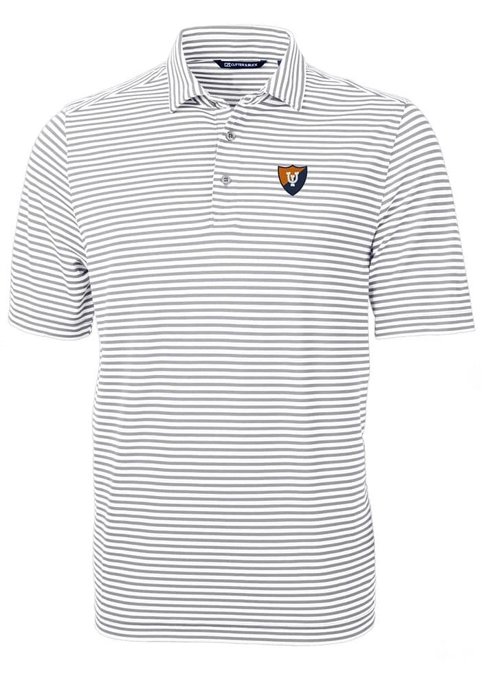 Illinois Fighting Illini Cutter and Buck Virtue Eco Pique Stripe Big Tall Polo