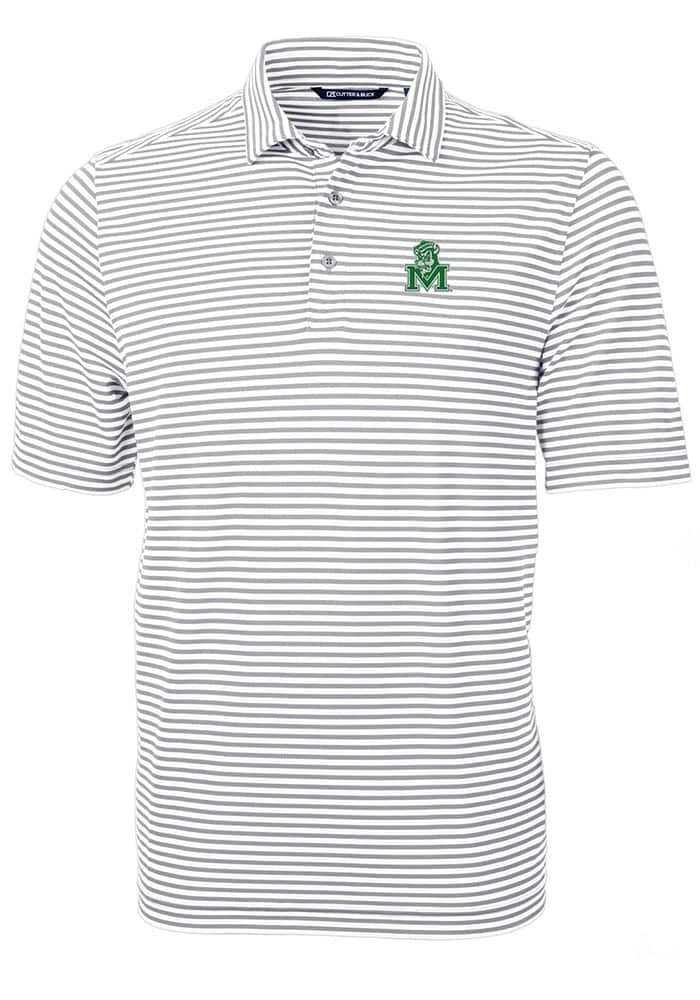 Cutter and Buck Marshall Thundering Herd Grey Virtue Eco Pique Stripe Big Tall Polo